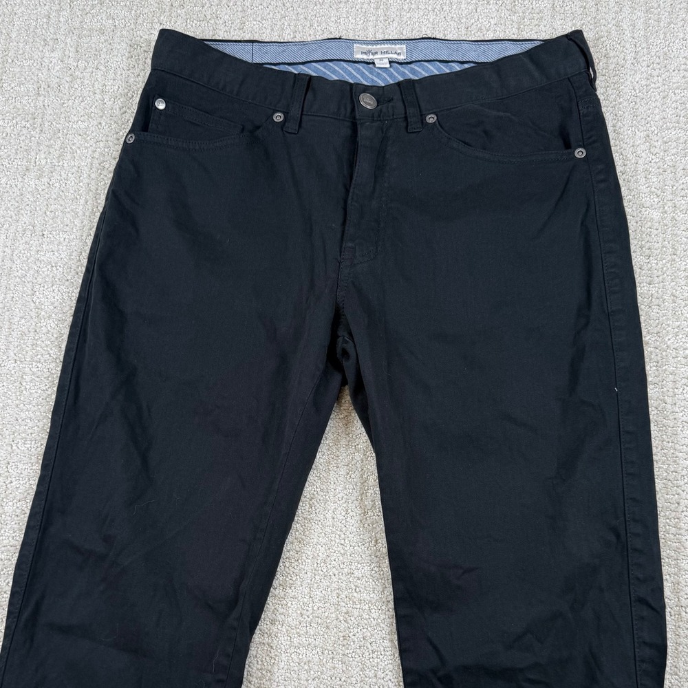 Peter Millar Mens 30x33 Black Stretch Cotton Modal 5-Pocket Chino Golf Pants